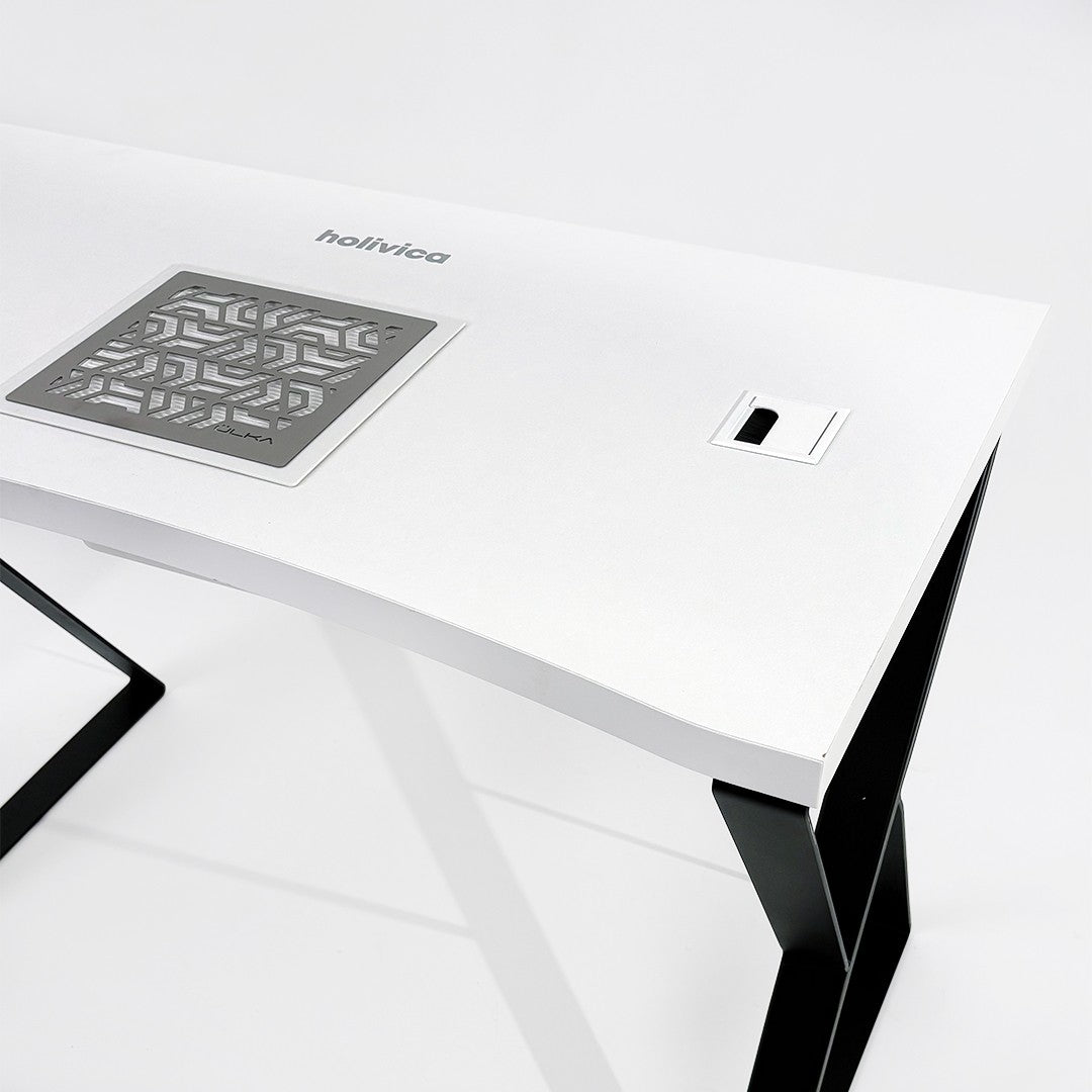 Holivica manicure desk with a cutout for a dust collector